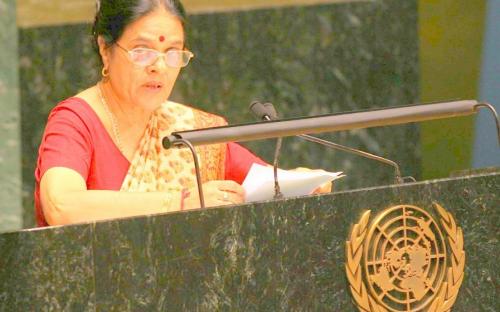Dr. Girija Vyas, Chairperson,NCW addressing the UN Assembly