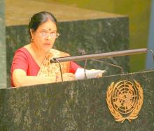 Dr. Girija Vyas, Chairperson,NCW addressing the UN Assembly